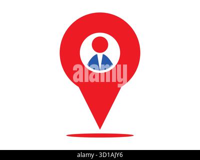 Minimalist pin point person icon showing user location marker. Perfect for maps, GPS apps, navigation interfaces, and UI design. Clean vector style, e Stock Vector
