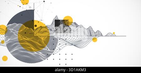 Modern science and technology background. Abstractwireframe art. Vector. Stock Vector