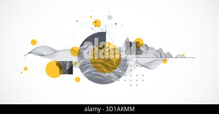 Modern science and technology background. Abstractwireframe art. Vector. Stock Vector
