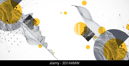 Modern science and technology background. Abstractwireframe art. Vector. Stock Vector