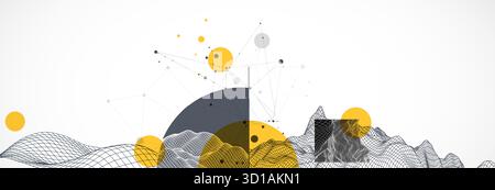 Modern science and technology background. Abstractwireframe art. Vector. Stock Vector