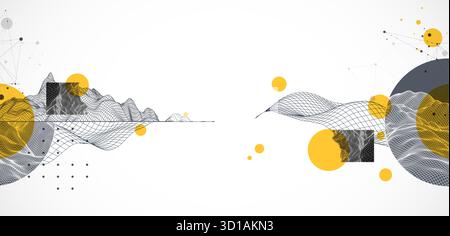 Modern science and technology background. Abstractwireframe art. Vector. Stock Vector