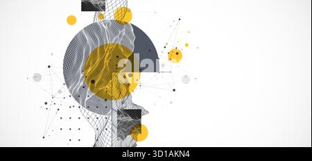 Modern science and technology background. Abstractwireframe art. Vector. Stock Vector