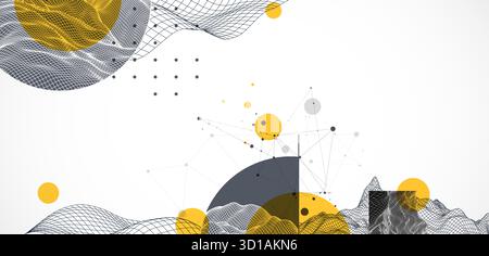 Modern science and technology background. Abstractwireframe art. Vector. Stock Vector