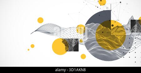 Modern science and technology background. Abstractwireframe art. Vector. Stock Vector