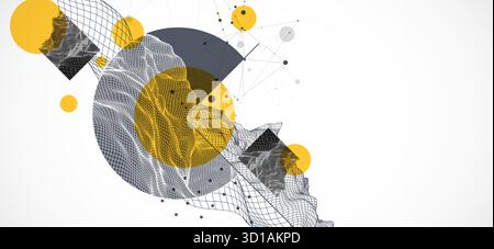 Modern science and technology background. Abstractwireframe art. Vector. Stock Vector