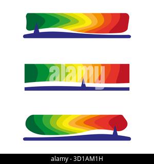 Horizontal gradient bars. Vivid rainbow colors. Blue dividing lines. Vector color palette. EPS 10. Stock Vector