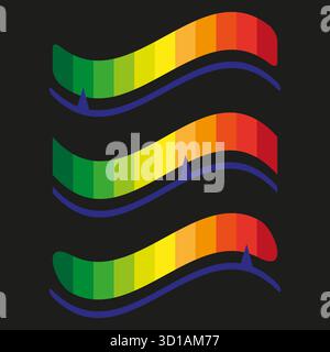 Wavy gradient bars. Rainbow color scale. Measurement Vector symbol. Level indicator set. EPS 10. Stock Vector