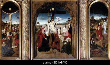 A line of altarpiece triptych paintings in the Cathedral of Our Lady ...
