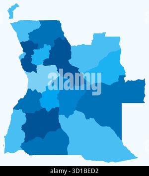 Map of Angola with regions. Just a simple country border map with ...