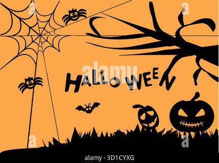 Halloween Greeting Card & Banner Set Stock Vector
