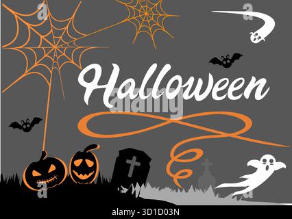 Halloween Greeting Card & Banner Set Stock Vector