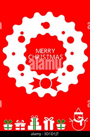 Festive Christmas Wreath graphic design. Stock Vector