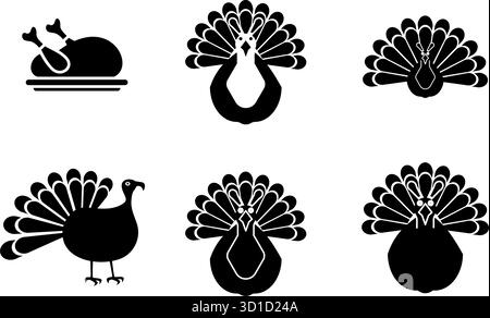 turkey icosns  for thanks giving day Stock Vector