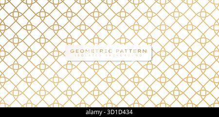 Seamless geometric pattern square shape rounded corner in gold and isolated white color backgrounds for fabric, cover, wrapping papers, Fashionable Stock Vector