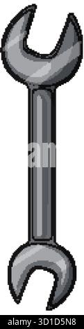 Glossy metallic wrench in cartoon vector style, isolated on white, with clean outlines Stock Vector