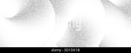 Stippled wavy sand grain texture. Dotted curved wave gradient background. Grunge gritty noise dot work wallpaper with particles, granules, speckles. Vector halftone cloudy fluid grit backdrop overlay Stock Vector