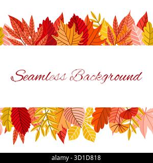 A Beautifully Colorful Autumn Leaves Seamless Background Design for Various Uses Stock Vector