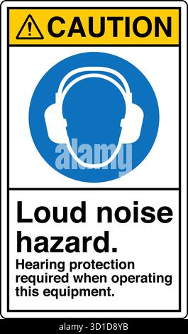 Safety Sign – Ear Protectors Must Be Worn indicates mandatory hearing protection in noisy areas. Helps prevent hearing damage and promotes compliance Stock Vector