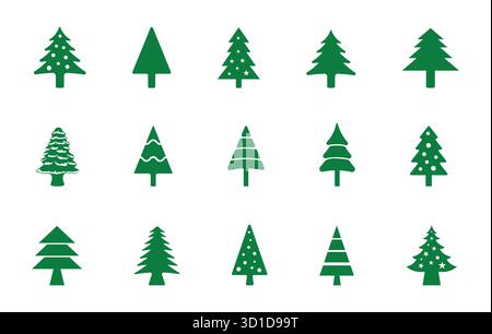 Christmas tree icon set, Christmas icon, Christmas tree illustration, Christmas tree svg. Stock Vector