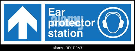 Safety Sign – Ear Protectors Must Be Worn indicates mandatory hearing protection in noisy areas. Helps prevent hearing damage and promotes compliance Stock Vector