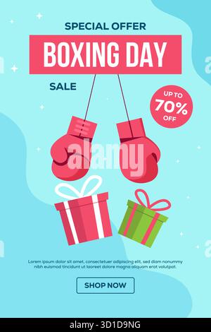 boxing day poster illustration in flat style design Stock Vector