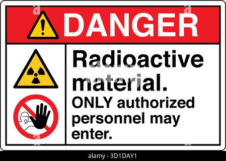 ISO 7010 Registered Safety Signs for "Caution: Radioactive Material" are standardized symbols used to warn of radiation hazards in specific areas Stock Vector