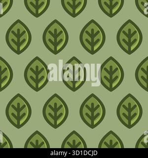 Leaf Seamless Pattern Design. Green Leaves Background Stock Vector