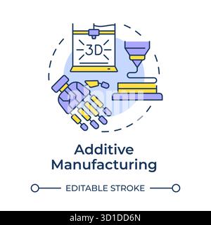 Additive manufacturing multi color concept icon Stock Vector
