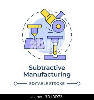 Subtractive manufacturing multi color concept icon Stock Vector