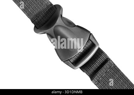 Black plastic fastex clasp strap isolated on white background Stock Photo