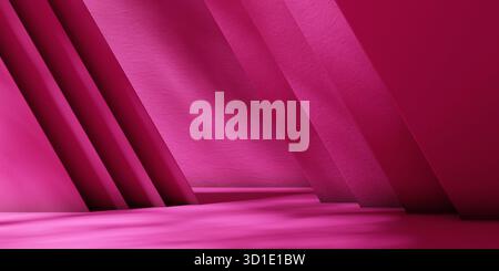 Pink geometry background for beauty, cosmetic and fashion product placement. Abstract interior stage showroom for luxury feminine lady brand mockup. Stock Photo