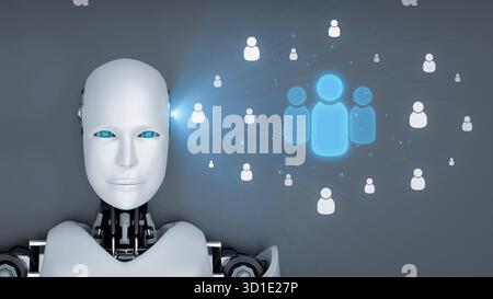AI boosts people networking with artificial intelligence insights, virtual assistant introductions, and AI-enhanced digital business engagement. Kerne Stock Photo