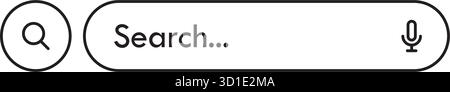 Linear Search Bar With Microphone On White Background, Isolated Vector Illustration Stock Vector