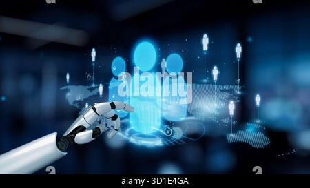 AI boosts people networking with artificial intelligence insights, virtual assistant introductions, and AI-enhanced digital business engagement. Kerne Stock Photo