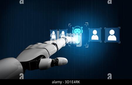 AI assistant collaborates with human team members to support workflow, boost efficiency, and enhance collaborative productivity in digital environment Stock Photo