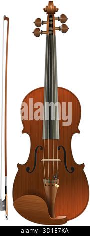 Orchestral violin, musical instrument, vector illustration on the white background Stock Vector