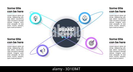 Infographic template with icons and 4 options or steps. Sphere. Can be used for workflow layout, diagram, banner, webdesign. Vector illustration Stock Vector