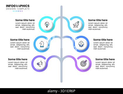 Infographic template with icons and 6 options or steps. Abstract tree. Can be used for workflow layout, diagram, banner, webdesign. Vector illustratio Stock Vector