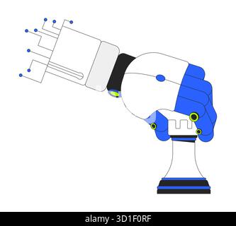Robotic hand gripping rook chess piece vector illustration Stock Vector
