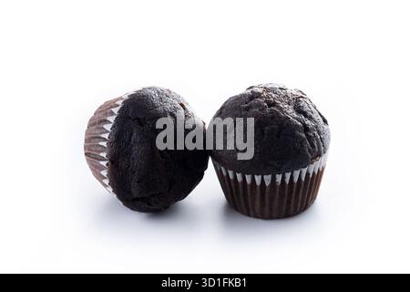 Chocolate muffins isolated on white background Stock Photo