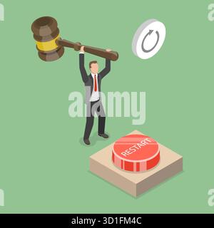 3D Isometric Flat Illustration of Restarting Project, Launching a New Project 3D Isometric Flat Illustration of Restarting Project, Launching a New Project Stock Photo