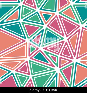 Minimal geometric background. Rounded solid shapes in frames. Big triangles size. Multicolored style. Repeatable pattern. Awesome vector tiles. Stock Vector