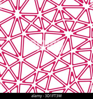 Triangular pattern background. Medium triangles size. Solid Color style. Rounded triangular cells outlined. Repeatable pattern. Flaming Coral. Stock Vector