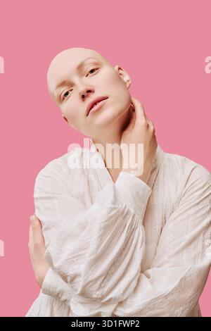 Health Awareness: Young Woman Touching Her Neck Stock Photo - Alamy