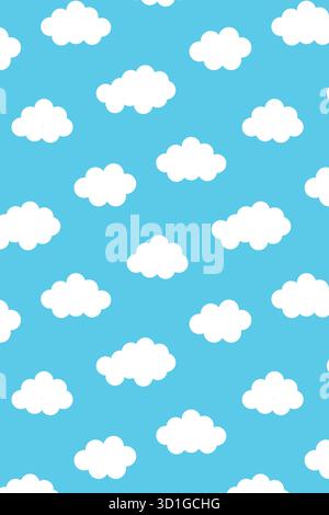 White clouds on a blue background. Isolated background. Flat-style vector pattern. Stock Vector