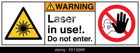 The "Safety Sign: Optical Radiation – Do Not Stare Into Beam or View Directly with Optical Instruments" warns of hazards associated with exposure Stock Vector