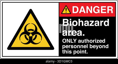 The Safety Sign: Caution – Biohazard Area features a standardized symbol and pictogram warning of biological hazards. It ensures safety by indicating Stock Vector