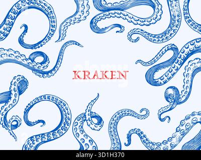 sea octopus kraken tentacle sketch hand drawn vector Stock Vector Image ...