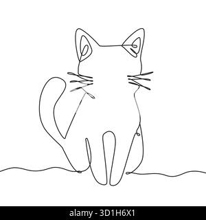 Continuous line cat. Minimalist animal drawing. One line art. Domestic pet Vector. Stock Vector